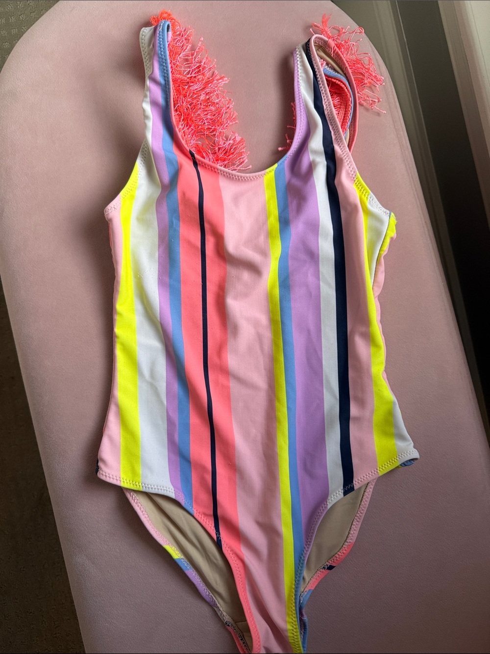 Shade Critters - Girls' Neon Multi-Stripe One-Piece Swimsuit - Pink